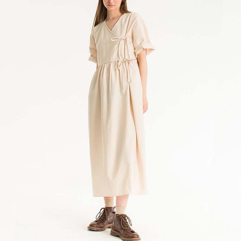 Custom service clothing production factory summer hot loose pure linen mid-length retro women's dress