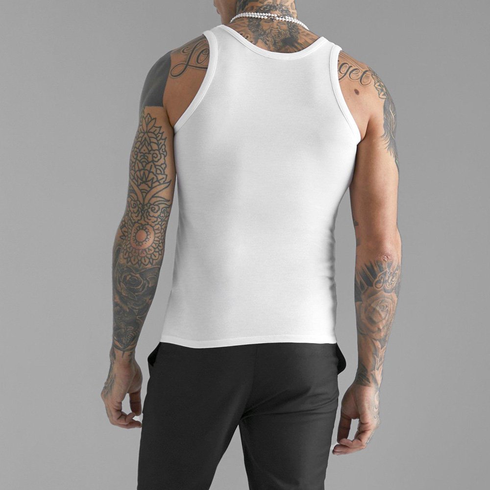 Customization Men's Tank Top Compression Athletic Clothing Fitted Gym Stringer Fitness Running Singlet Tight Men Ribbed Tank Top