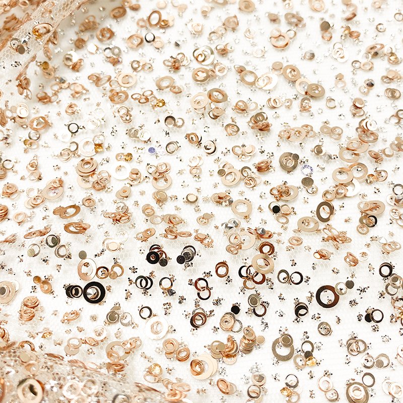 French fabric bridal lace gold bridal crystal sequins white embroidery heavy beads sequin lace fabrics For wedding dresses