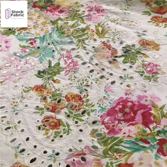 Fashion design Wholesale super quality flat embroidery stock fabric for dress