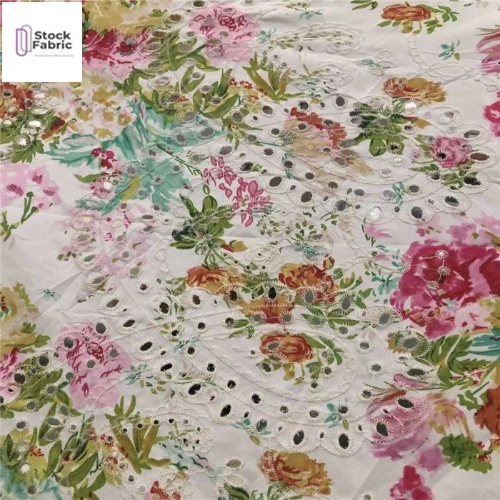 Fashion design Wholesale super quality flat embroidery stock fabric for dress