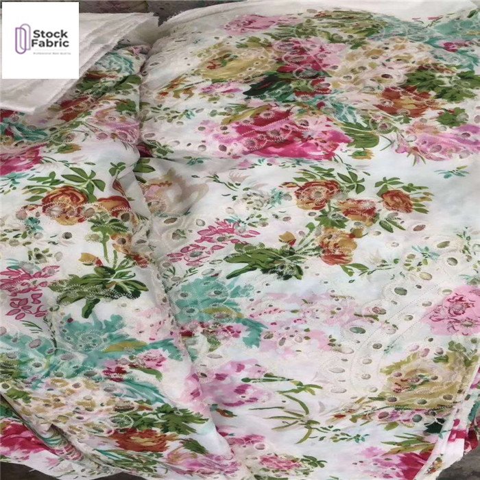 Fashion design Wholesale super quality flat embroidery stock fabric for dress