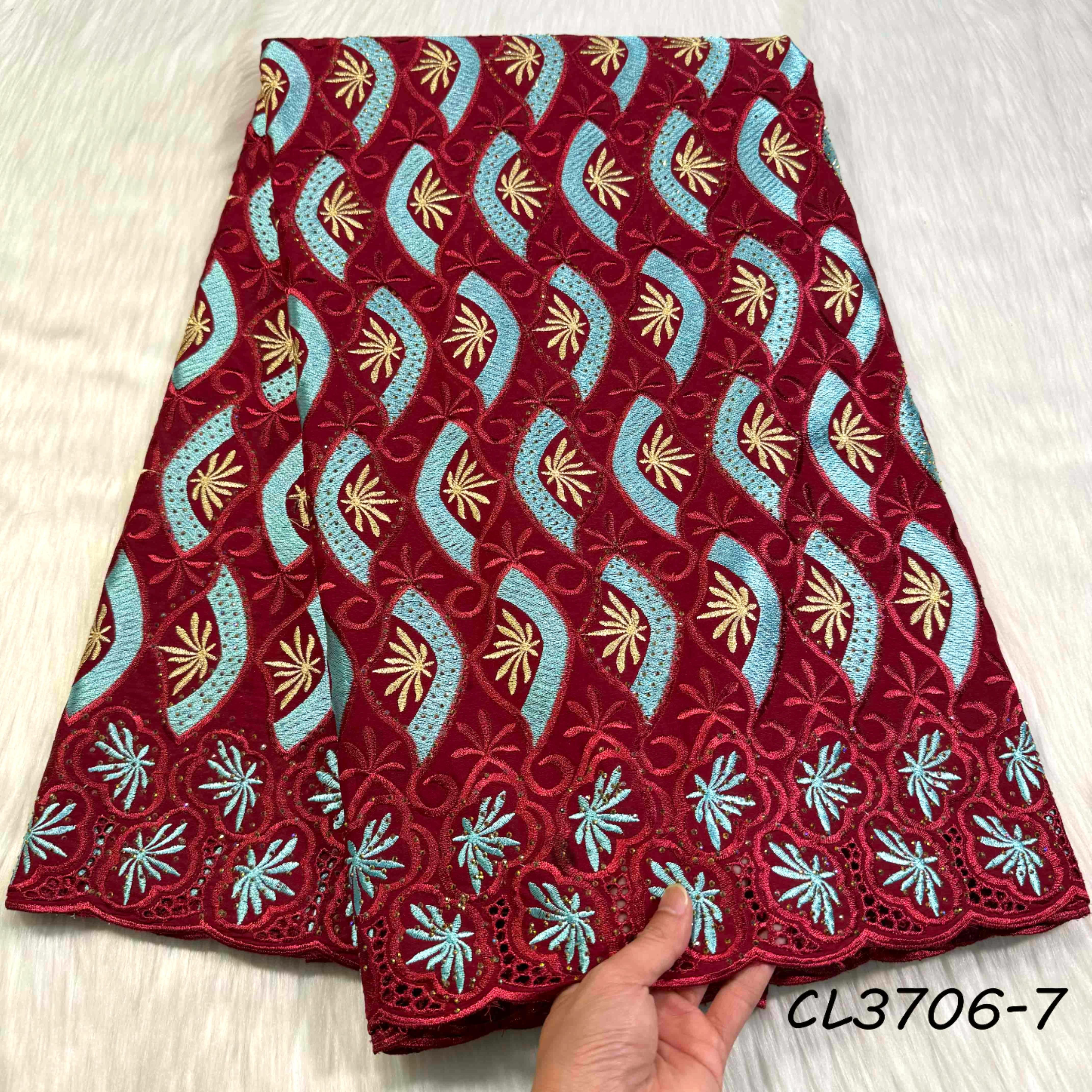 Good Price Chemical Cutting Lace 100% Cotton Swiss Lace With Rhinestones for clothing