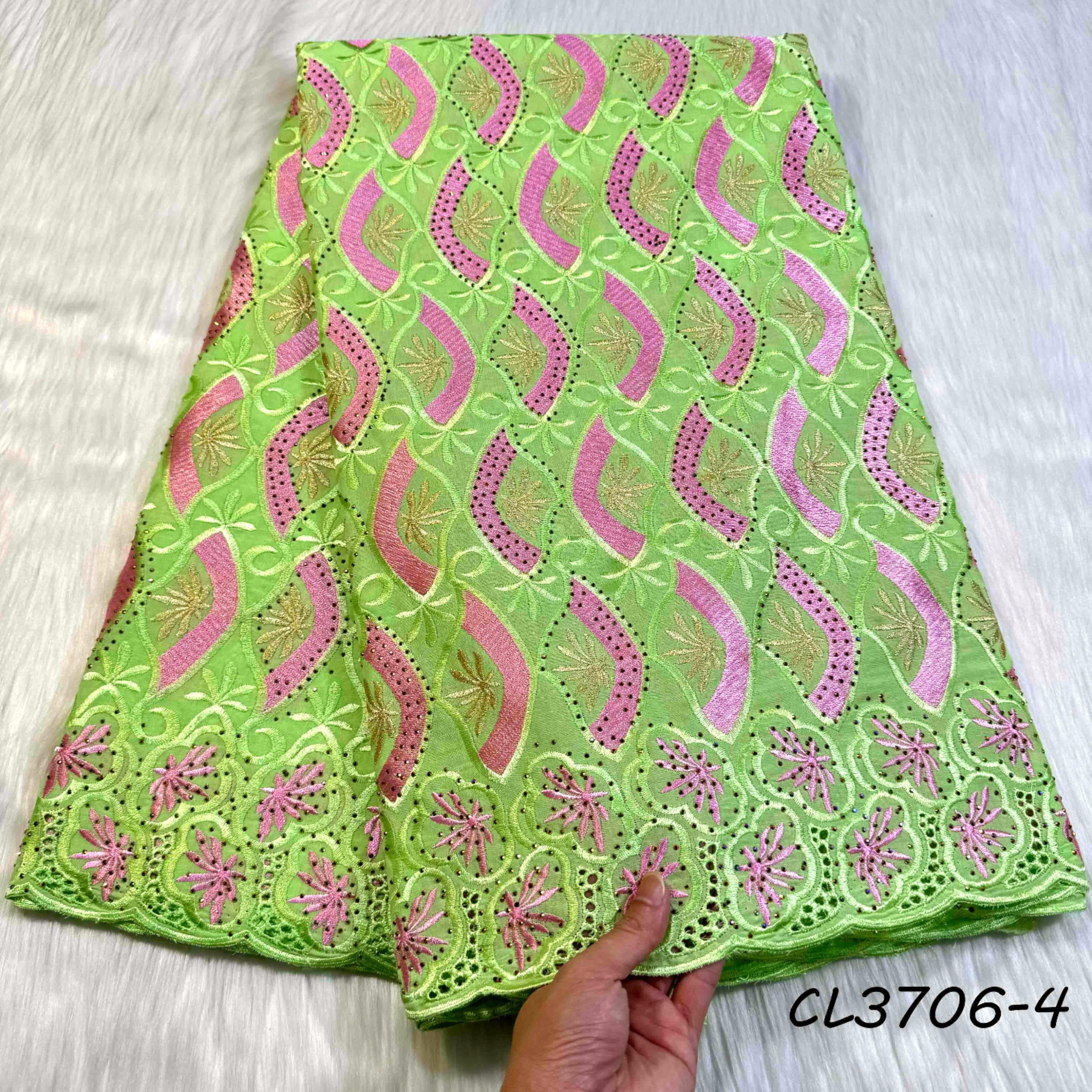 Good Price Chemical Cutting Lace 100% Cotton Swiss Lace With Rhinestones for clothing