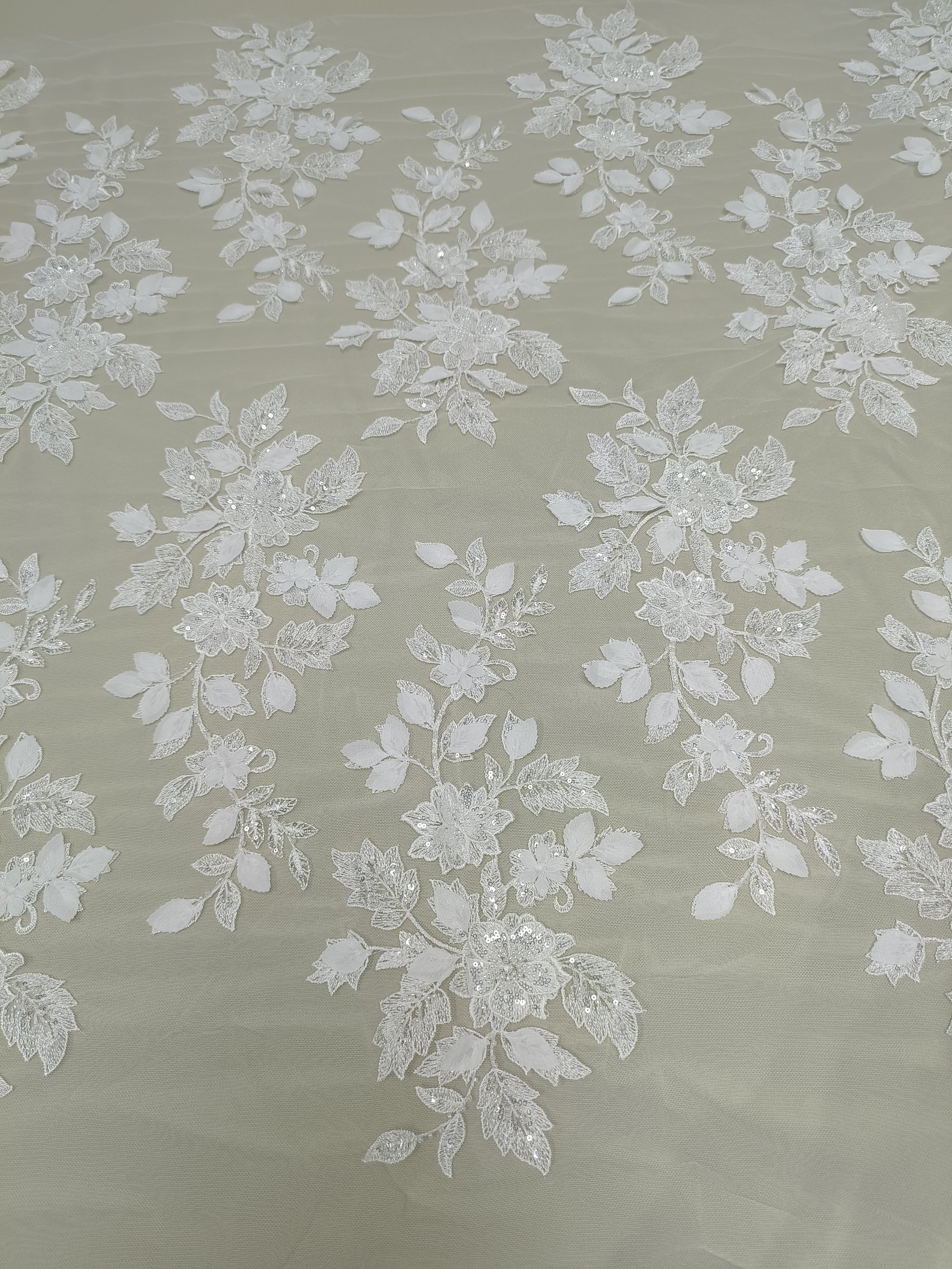 DELACE Fancy lace pair 3D flower with Sequin for Wedding Dresses