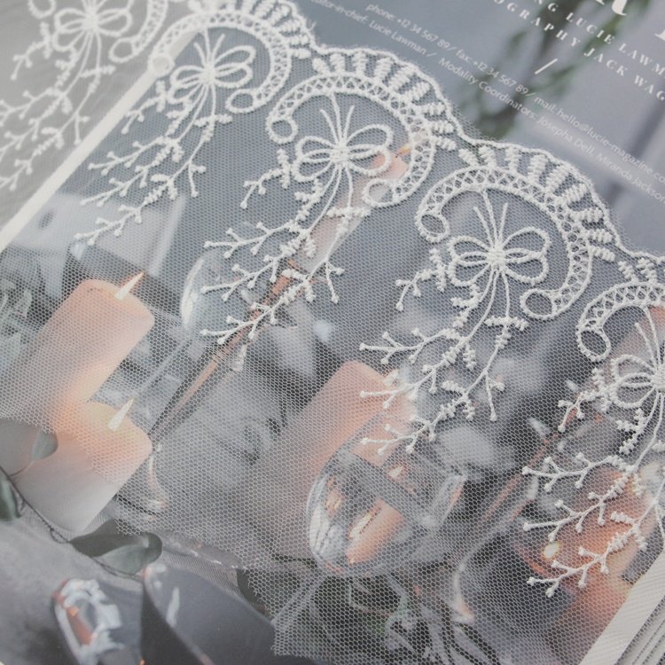 Milk Silk Polyester Lace Trim Luxury Lace Fabric Wide Mesh Embroidery Lace Trim For Wedding Dresses Formal Dresses