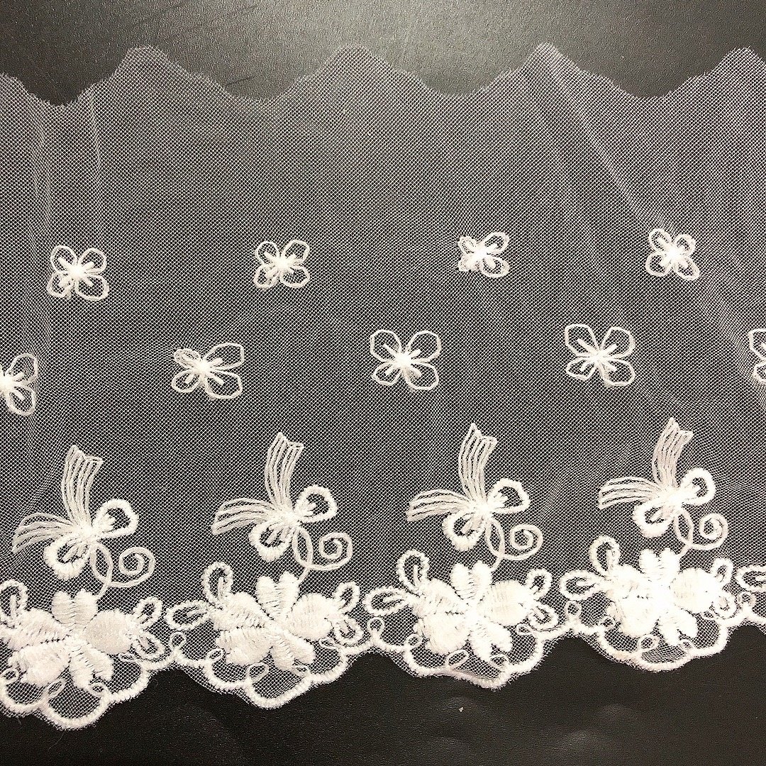 10CM bowknot design embroidery guipure mesh lace trim white LT2661B