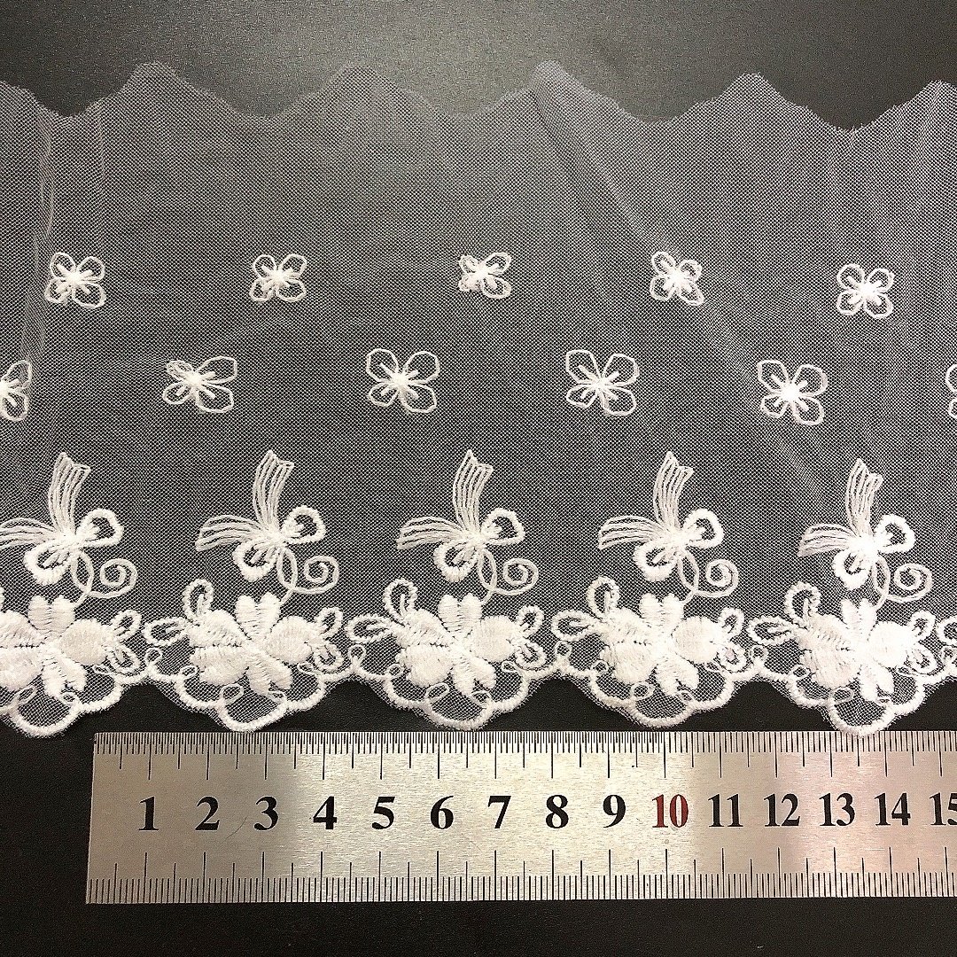 10CM bowknot design embroidery guipure mesh lace trim white LT2661B
