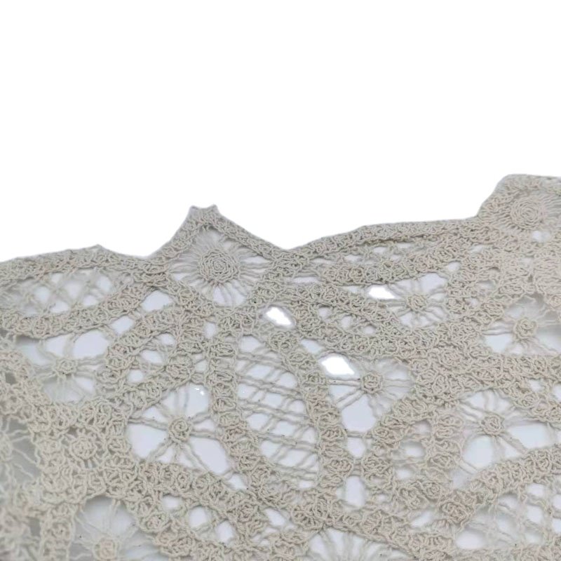 Beige color soft embroidered 100% cotton cord geometric crochet lace embroidery fabric for apparel