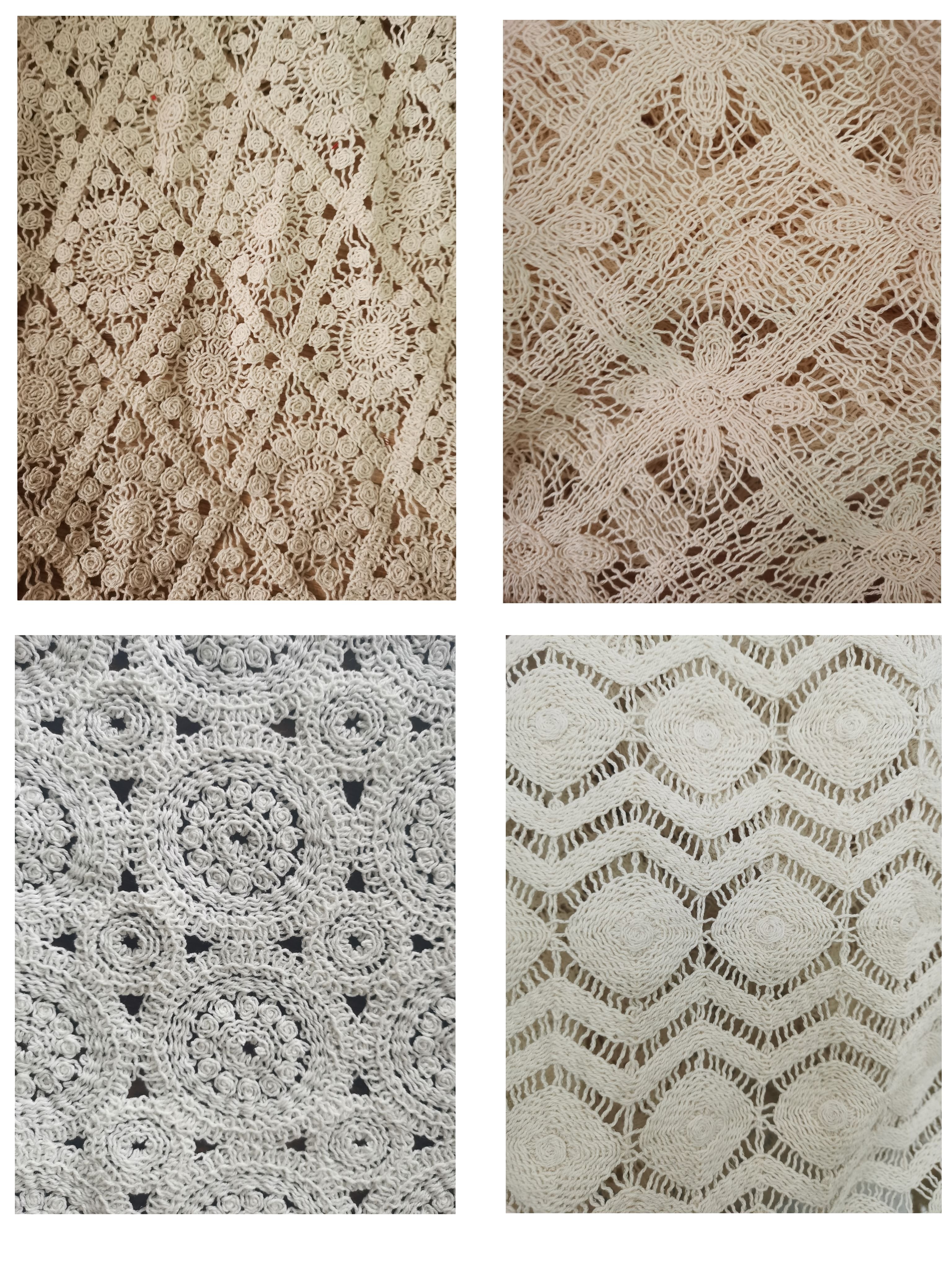 Beige color soft embroidered 100% cotton cord geometric crochet lace embroidery fabric for apparel