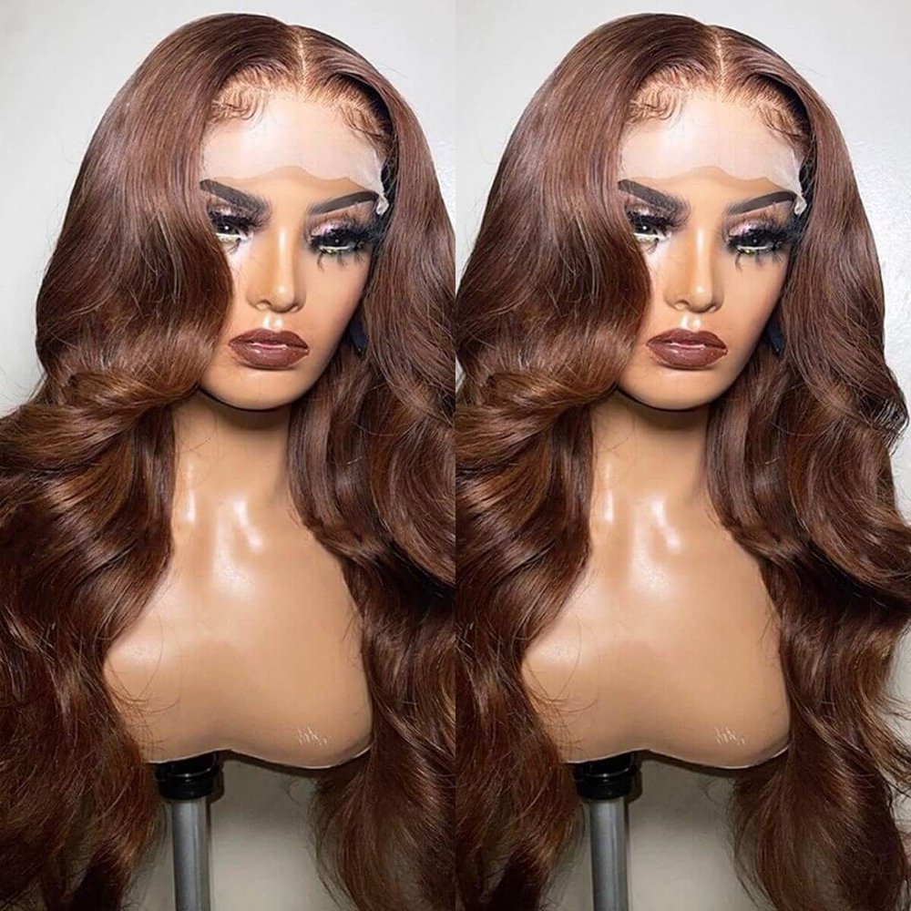 Chocolate Brown HD Lace Front Wig Human Hair 13X4 Body Wave Human Hair Wigs 180% Full Density Light Brown Lace Frontal Wig