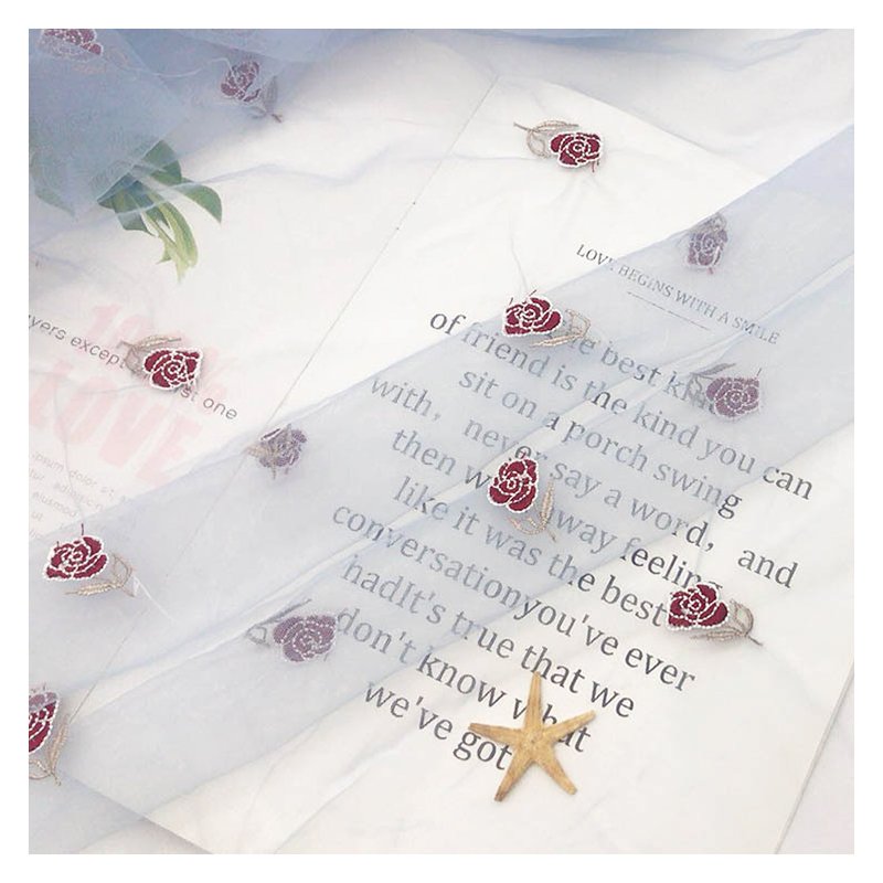 2024 New small rose tulle embroidery fabric polyester embroidered cloth wedding dress dress Pengpeng skirt fabric