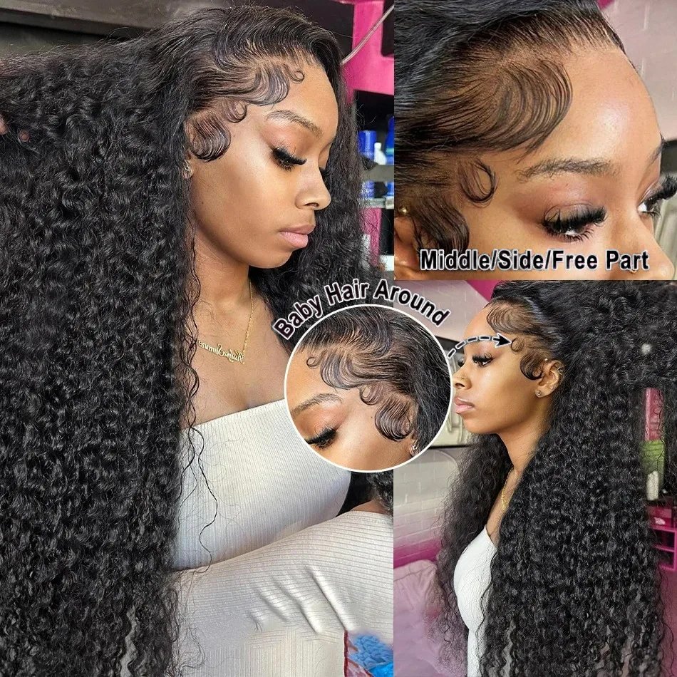 Lace Front Wig Human Hair Deep Wave 180% Density 13x4 HD Transparent Lace Frontal Wigs Human Hair Lace Front Wig Pre Plucked