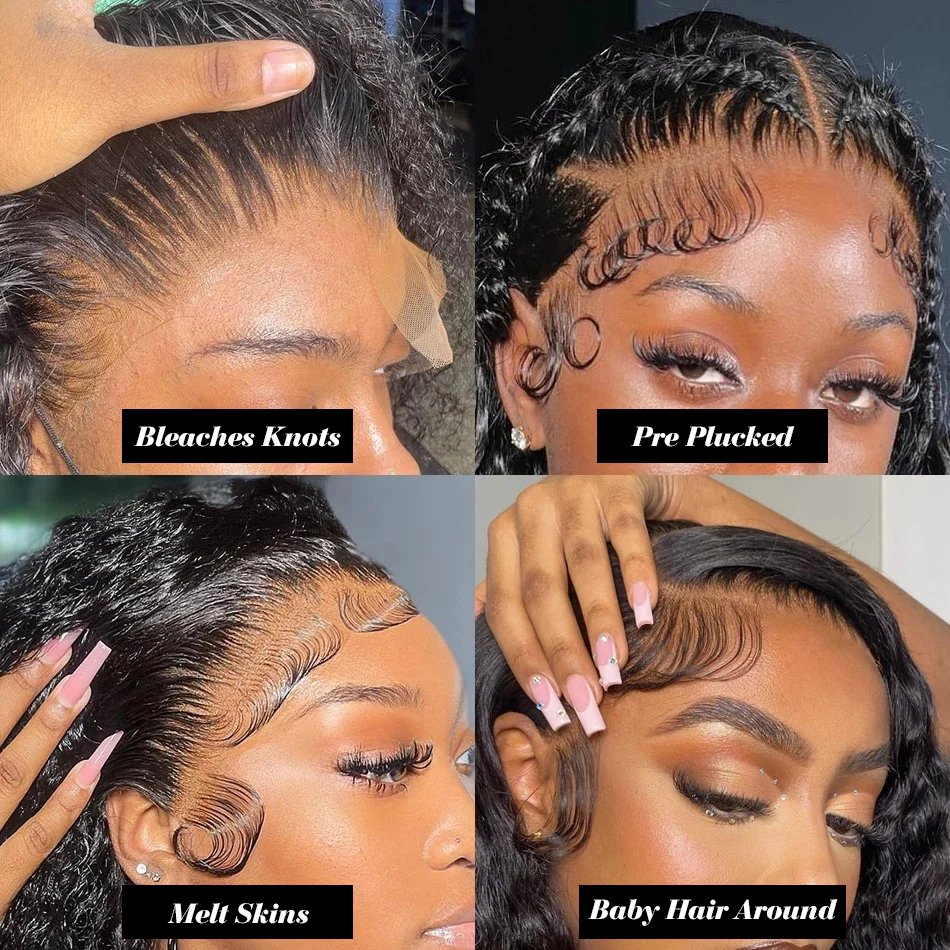 Lace Front Wig Human Hair Deep Wave 180% Density 13x4 HD Transparent Lace Frontal Wigs Human Hair Lace Front Wig Pre Plucked