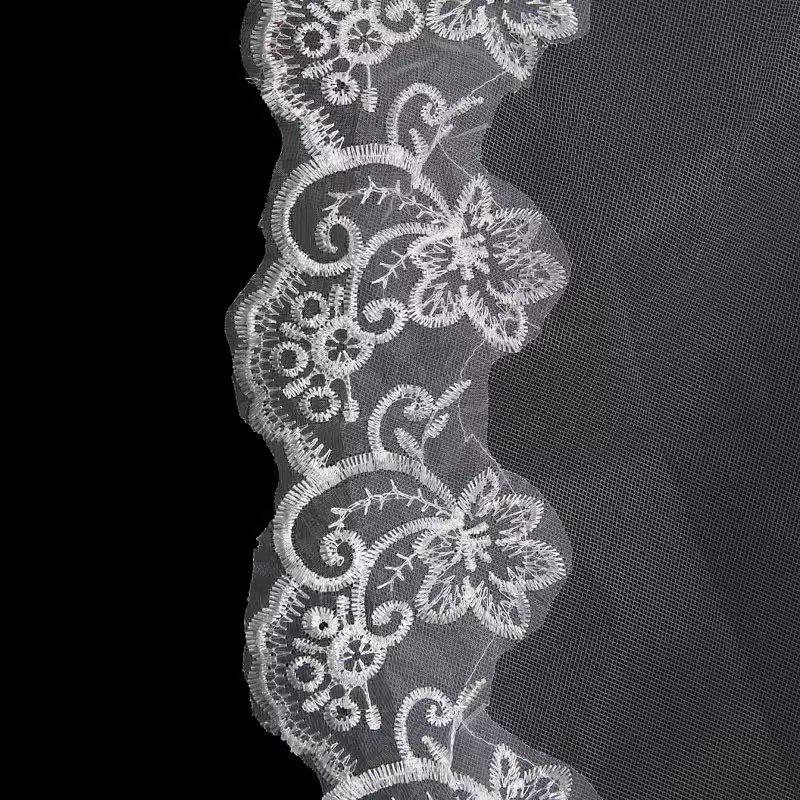 Wholesale bridal veil 1.5m white single layer lace computer lace lace US mesh yarn factory price