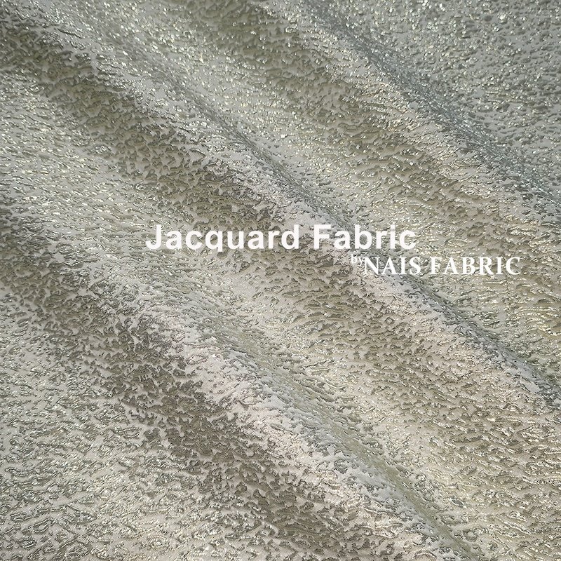 Nais latest abstract gold silver metallic lame shiny light weight polyester lurex brocade jacquard fabric for wedding dress