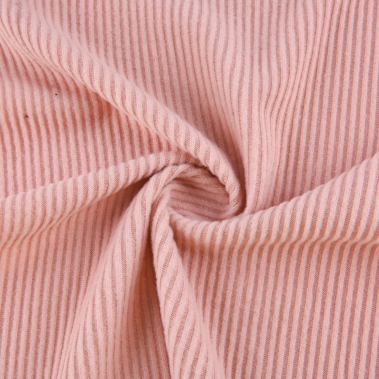 Custom high quality tr organic ribbed fabric brushed 2*2 rib cloth knitted fabric for clothing