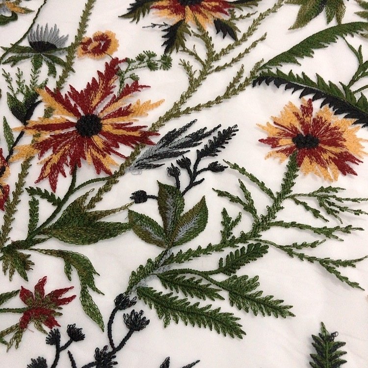 Latest embroidery flowers grass summer tulle lace fabric for dresses LT21309
