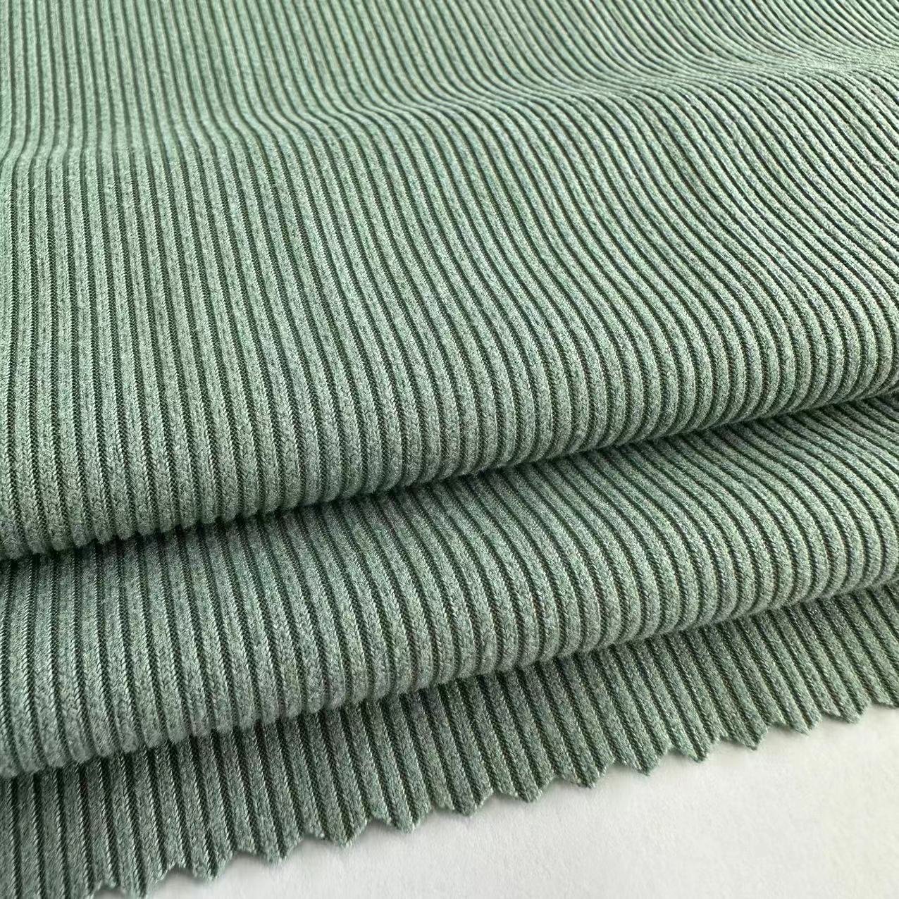 Custom high quality 190gsm 2*2 rib jersey fabric polyester spandex rib knitted fabric with brush for clothing