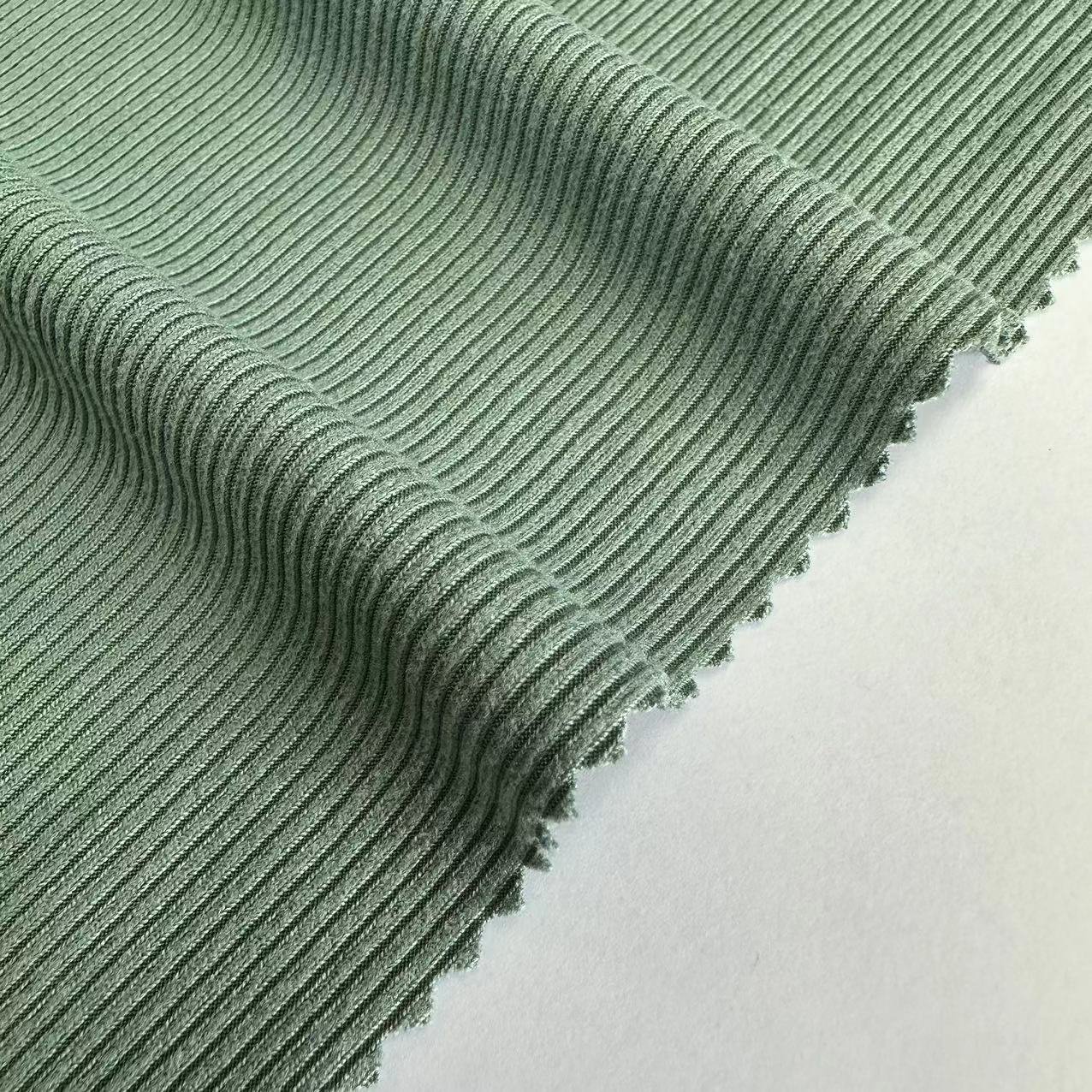Custom high quality 190gsm 2*2 rib jersey fabric polyester spandex rib knitted fabric with brush for clothing