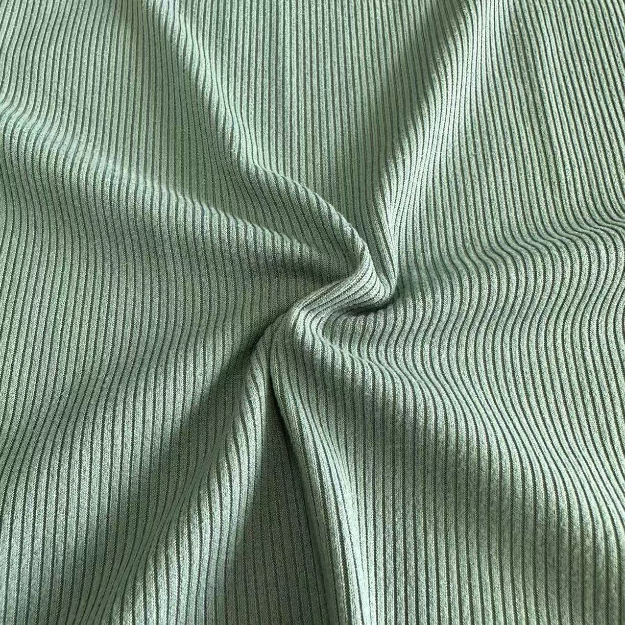 Custom high quality 190gsm 2*2 rib jersey fabric polyester spandex rib knitted fabric with brush for clothing