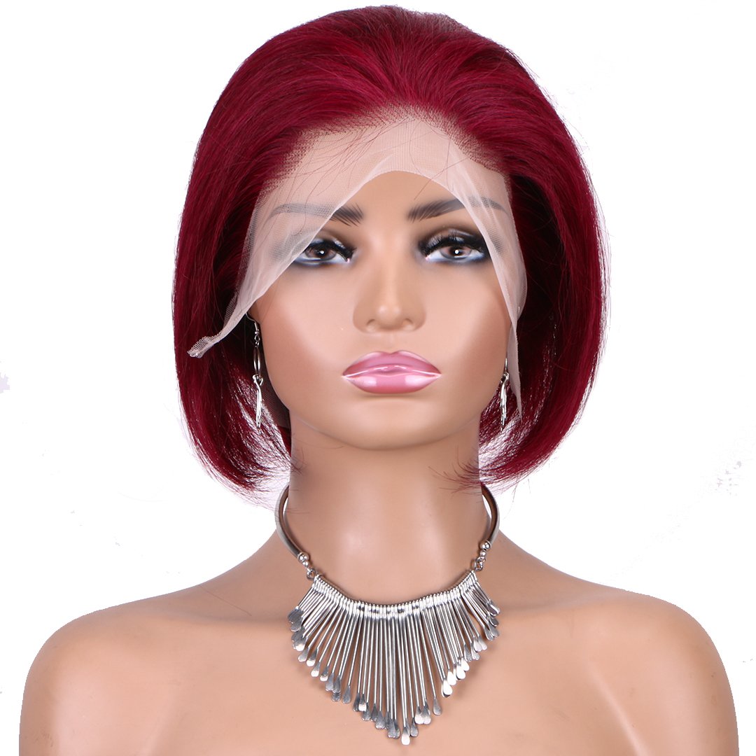 Hot Beauty 13x4 Lace Front Pixie Cut Wig Wholesale 100% Brazilian Short Wigs Human Hair Bob Wig With Bang For Black Women