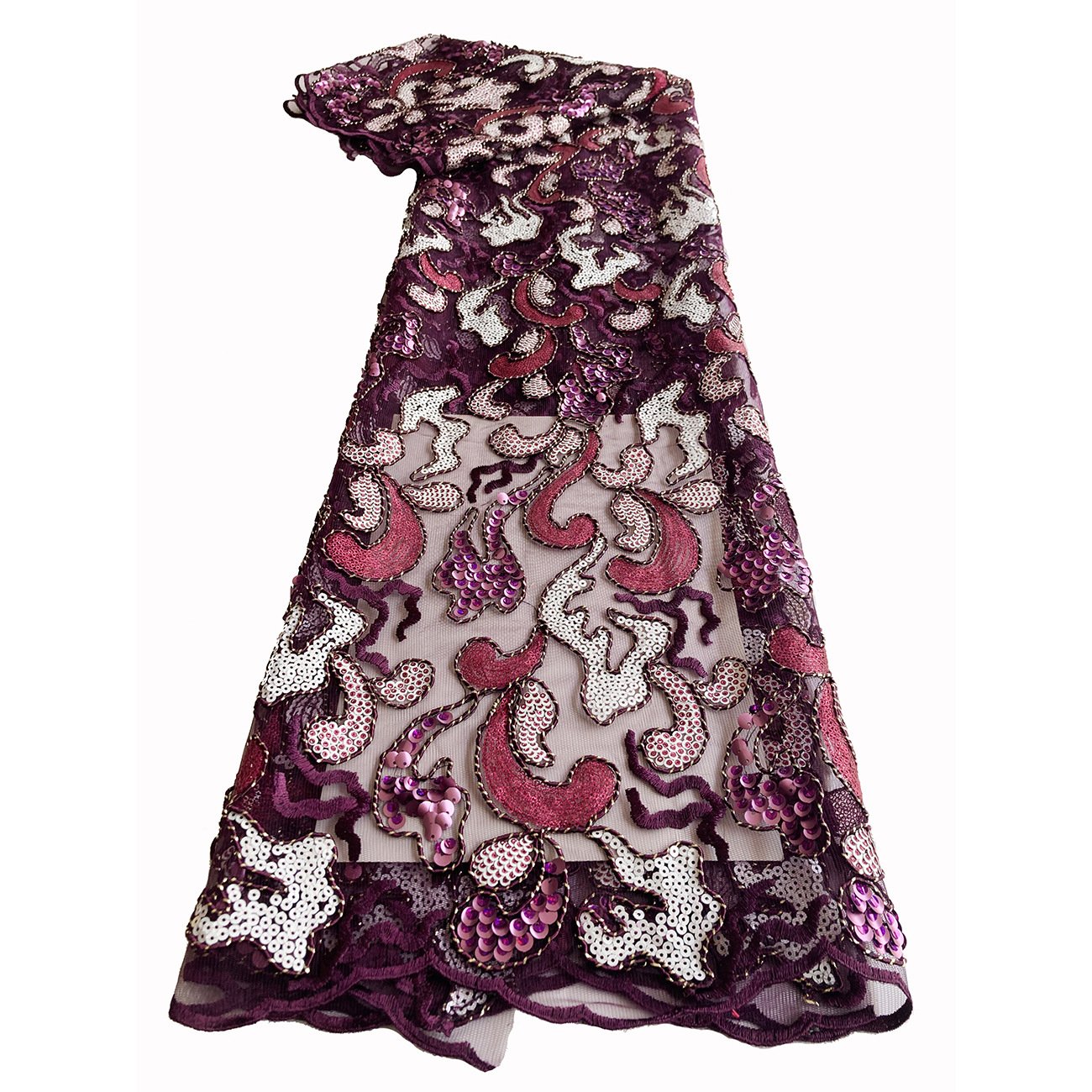 Wholesale Luxury Wedding Clothing Dress Fabric Embroidered Guipure Sequin Bridal Africa Lace Fabric