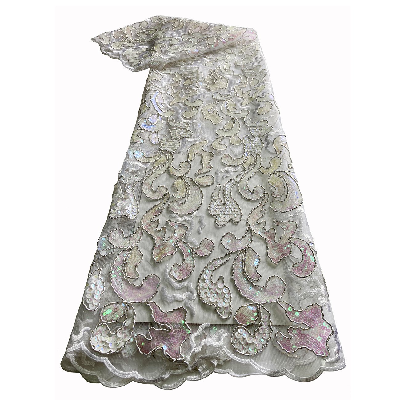 Wholesale Luxury Wedding Clothing Dress Fabric Embroidered Guipure Sequin Bridal Africa Lace Fabric