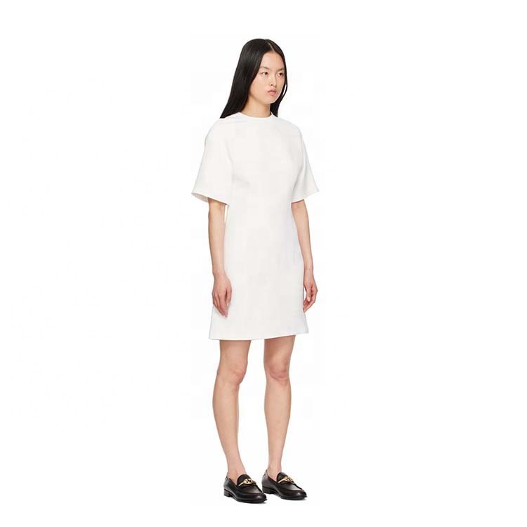High quality custom fashion luxury white 100% viscose summer mini dresses for women