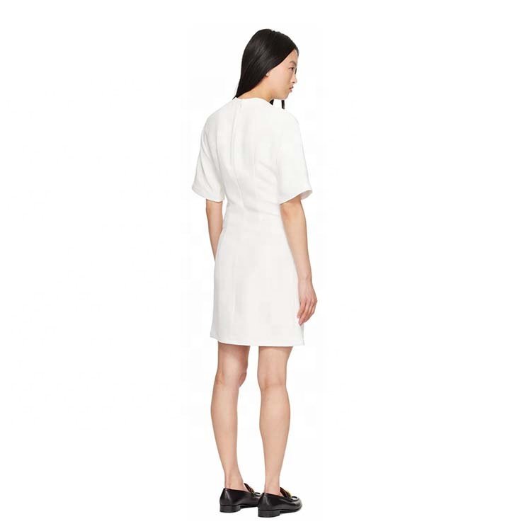 High quality custom fashion luxury white 100% viscose summer mini dresses for women