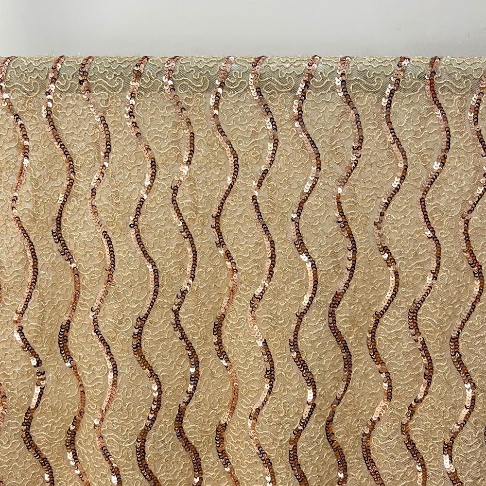 Wholesale sequin embroidery french mesh lace fabric material fancy wave pattern multicolour sequin embroidery fabric