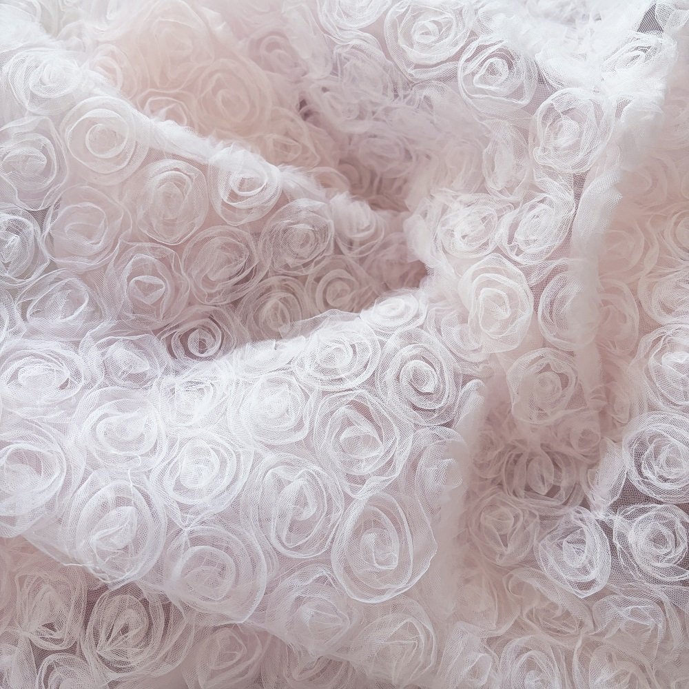 Light pink lace fabric meter cheap price 2024 coiling embroidery fabric 3d for lingerie