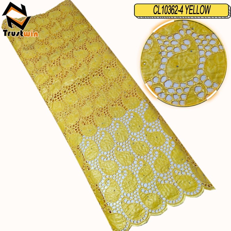 Trustwin 100% Cotton African lace Bazine Riche brocade embroidery fabric