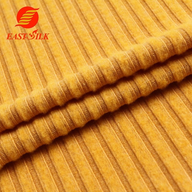 Spandex Rib Telas Yarn Para Muebles Fabric Top Quality Soft Customized Elastic Knitted Dyed Brushed Polyester Clothes Wind Proof
