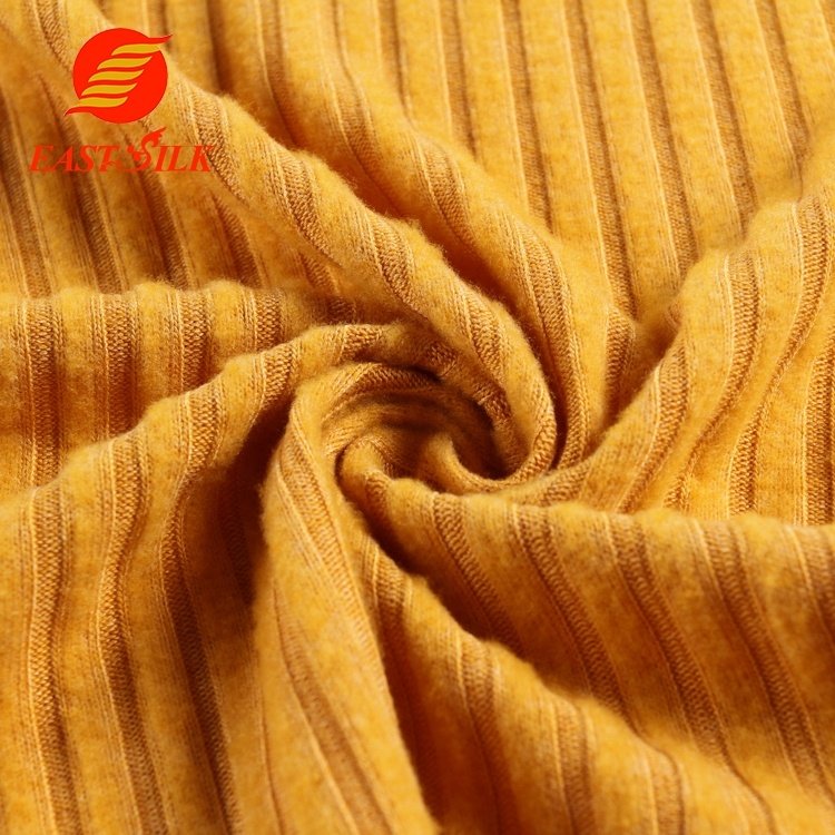 Spandex Rib Telas Yarn Para Muebles Fabric Top Quality Soft Customized Elastic Knitted Dyed Brushed Polyester Clothes Wind Proof