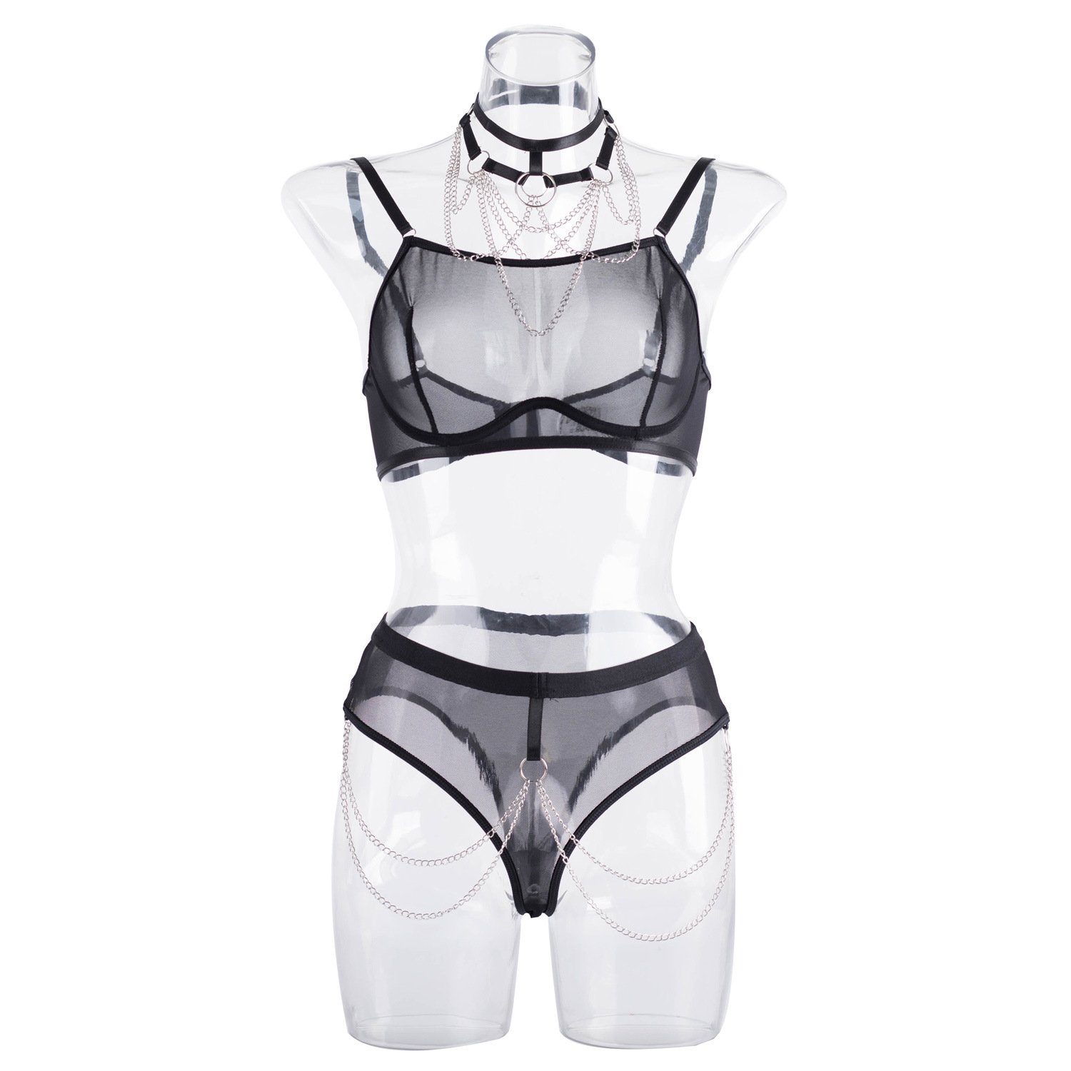 Chuangerm Lace with a Collar Sexy Lace Print Lingerie Set Underwear Lace Bra Panties Female Underwear Women Lingerie
