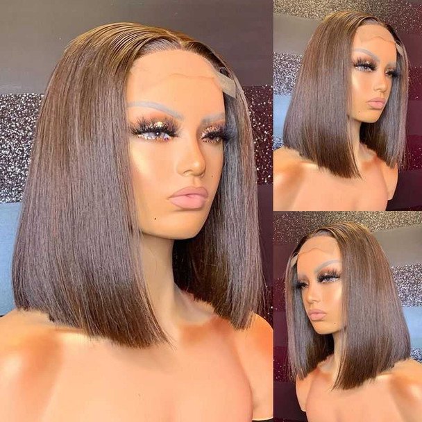 Cheap Short Wigs Raw Peruvian Brown Bob Wig,Bob Wigs Brazilian Human Hair Lace Front,4*4 13*4 10-14Inch Glueless Bob Wigs