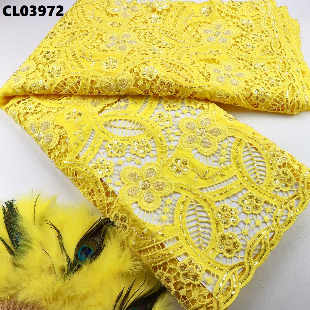 Latest Nigerian Guipure Cord Lace Fabric High Quality African Water Souble Sequins Lace Fabric For Women Wedding
