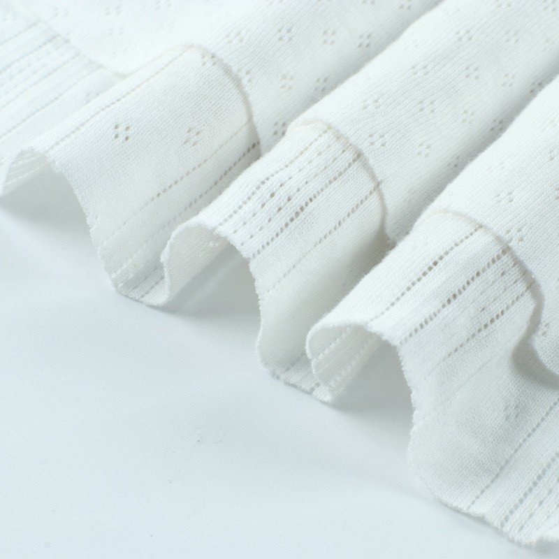 100% Cotton Knitted Pointelle Jacquard Rib Fabric Comfortable Breathable Women's Dresses Shirts Bags Soft Jersey Baby Clothing