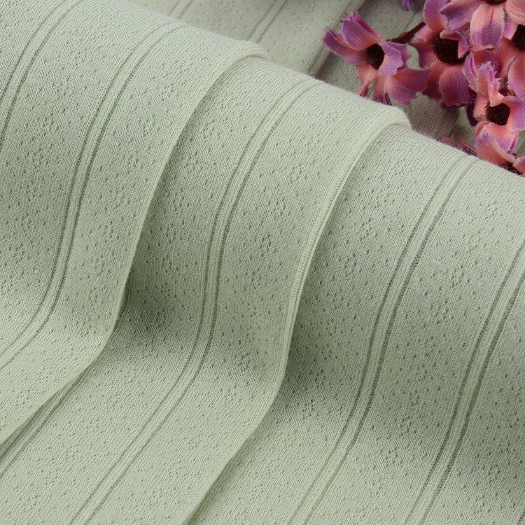 100% Cotton Knitted Pointelle Jacquard Rib Fabric Comfortable Breathable Women's Dresses Shirts Bags Soft Jersey Baby Clothing