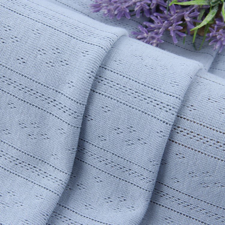 100% Cotton Knitted Pointelle Jacquard Rib Fabric Comfortable Breathable Women's Dresses Shirts Bags Soft Jersey Baby Clothing