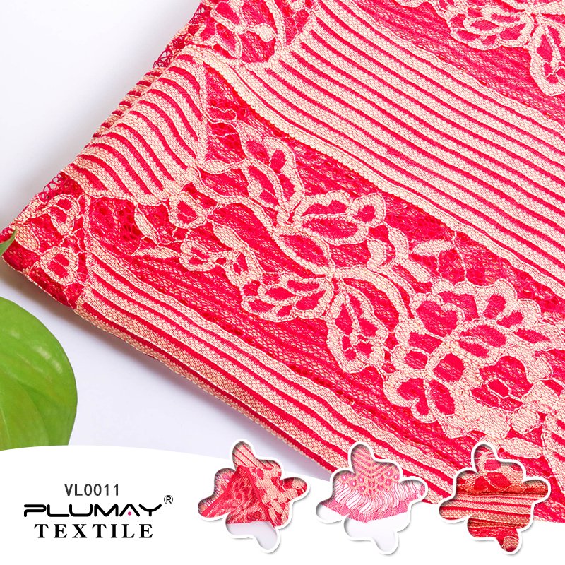 Chinese style dye sublimation tulle breathable eyelash magenta lace fabric for dress