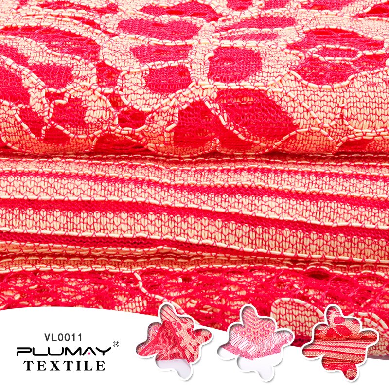 Chinese style dye sublimation tulle breathable eyelash magenta lace fabric for dress
