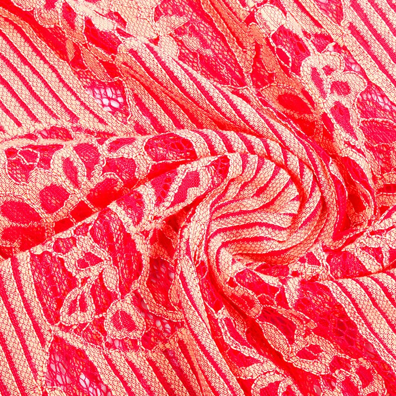 Chinese style dye sublimation tulle breathable eyelash magenta lace fabric for dress