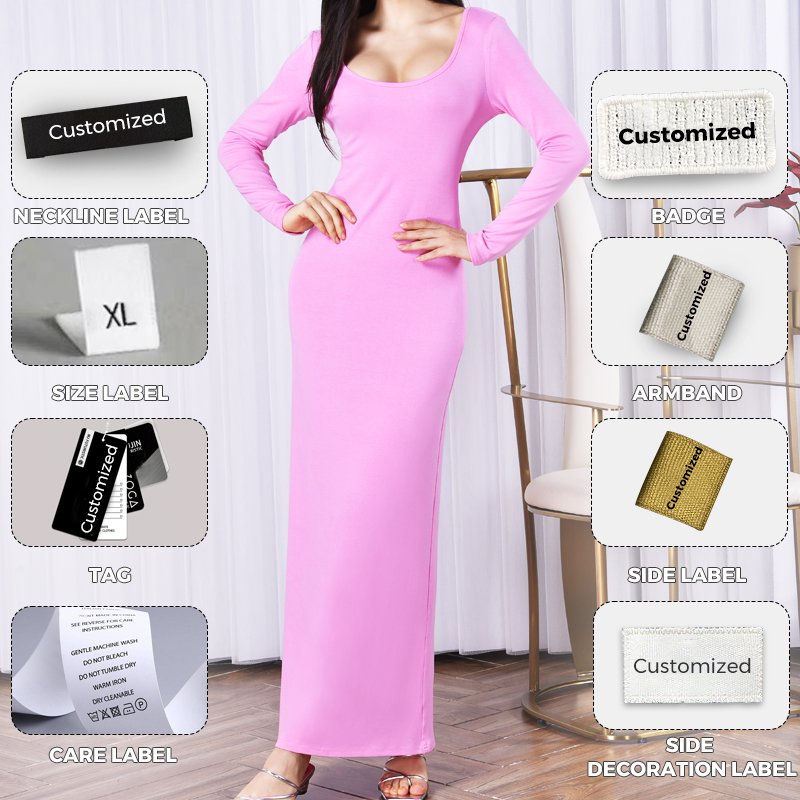 Custom Women Knitted Vestido Long Sleeve Tight Dress Solid Skinny Fit Sexy Shapewear Ribbed Ladies Bodycon Slim Linen Maxi Dress