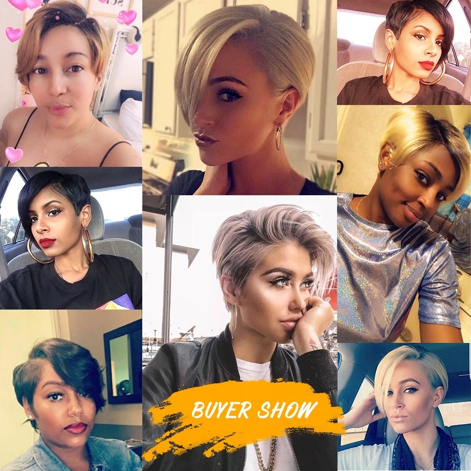 Joedir Short Straight Wigs Pixie Cut Hot Sell Human Hair Brazilian 613 Blonde Lace Front Wigs For Black Women Human Hair Wigs