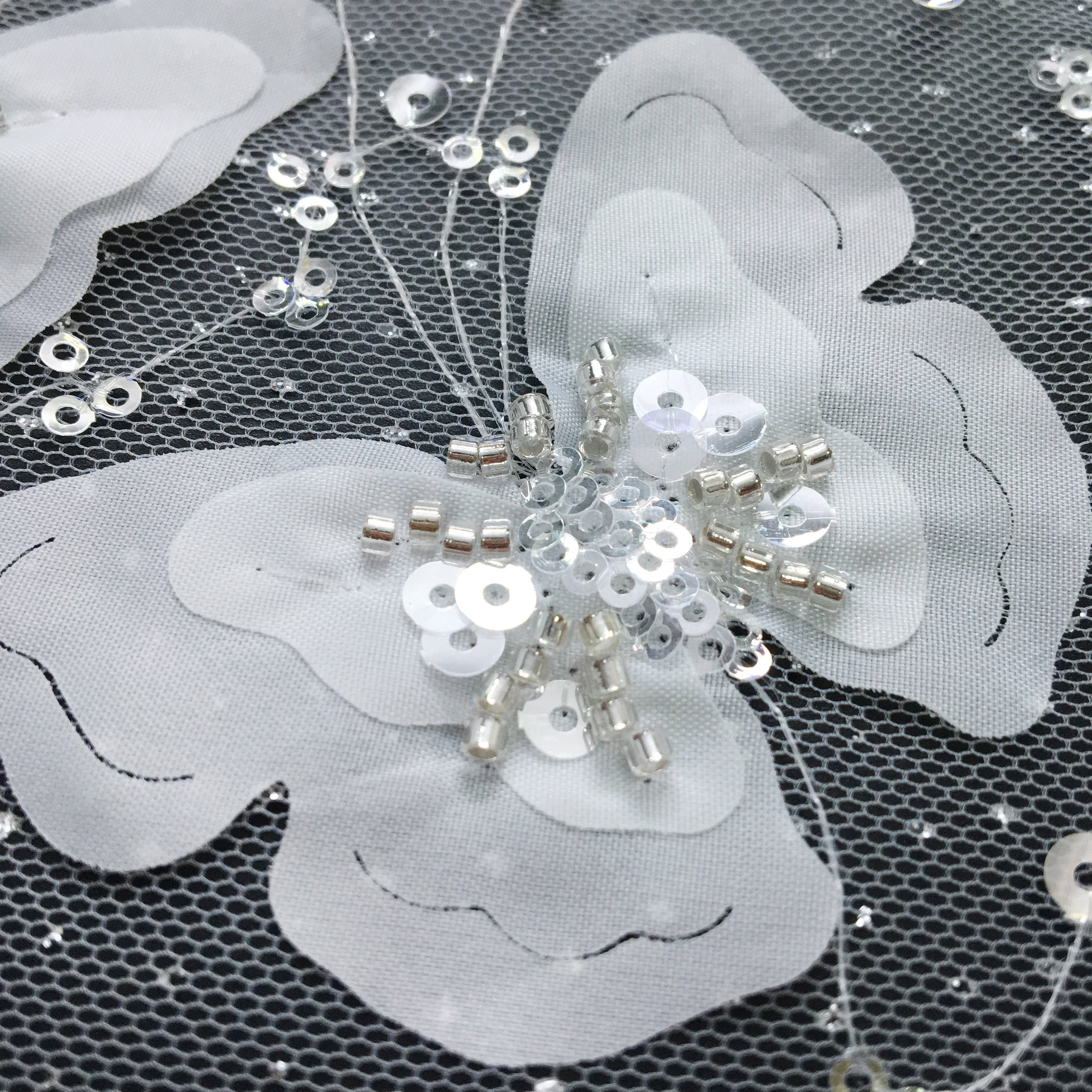 3878 Butterfly 3D Flower Lace Fabrics French Mesh Net Tulle Sequins Lace African Lace Fabrics for Women Wedding Party Dresses