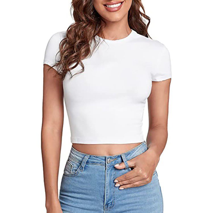 Women Crop T Shirts Premium Quality New Plain Design Slim Fit T-Shirts Short Sleeve Fashion Women's T-shirt