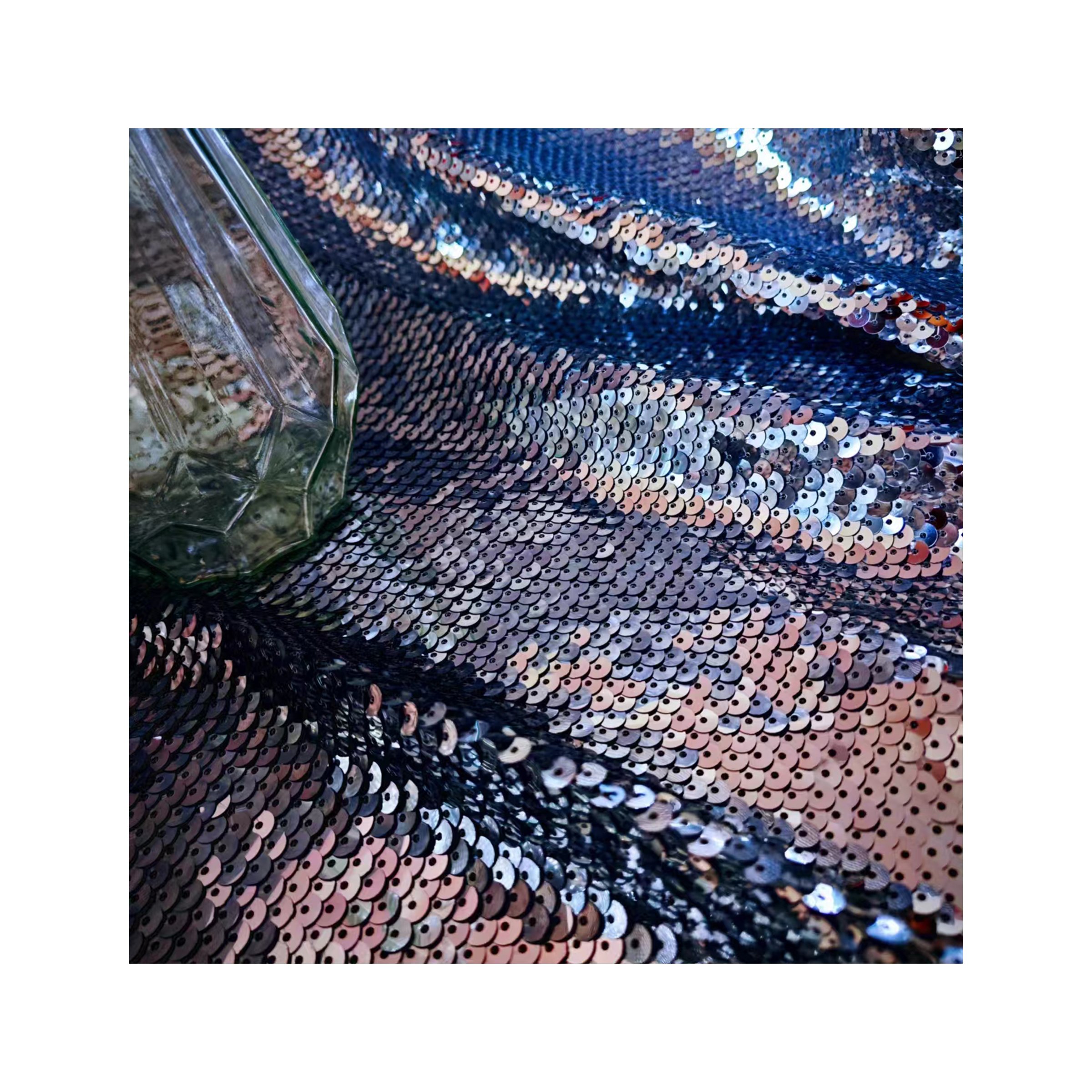 Elegant and beautiful Glitter Mesh Sequin Fabric Textile Embroidery Sequin Fabric For Wedding Party Dresses