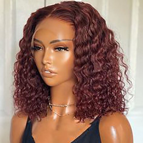 Wholesale Raw Virgin Brazilian Curly Natural Raw Human Hair Wig Peruvian Lace Front Bob Wig For Black Women